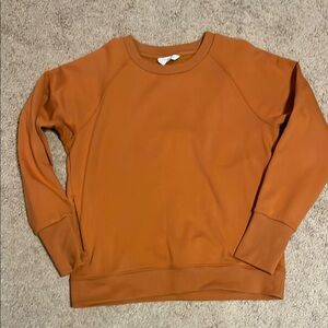 Athleta Orange Crewneck Sweatshirt with Textured Finish